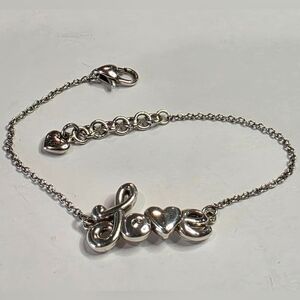 Brighton Silver‎ Plated Script Love Heart Charm Chain Bracelet
